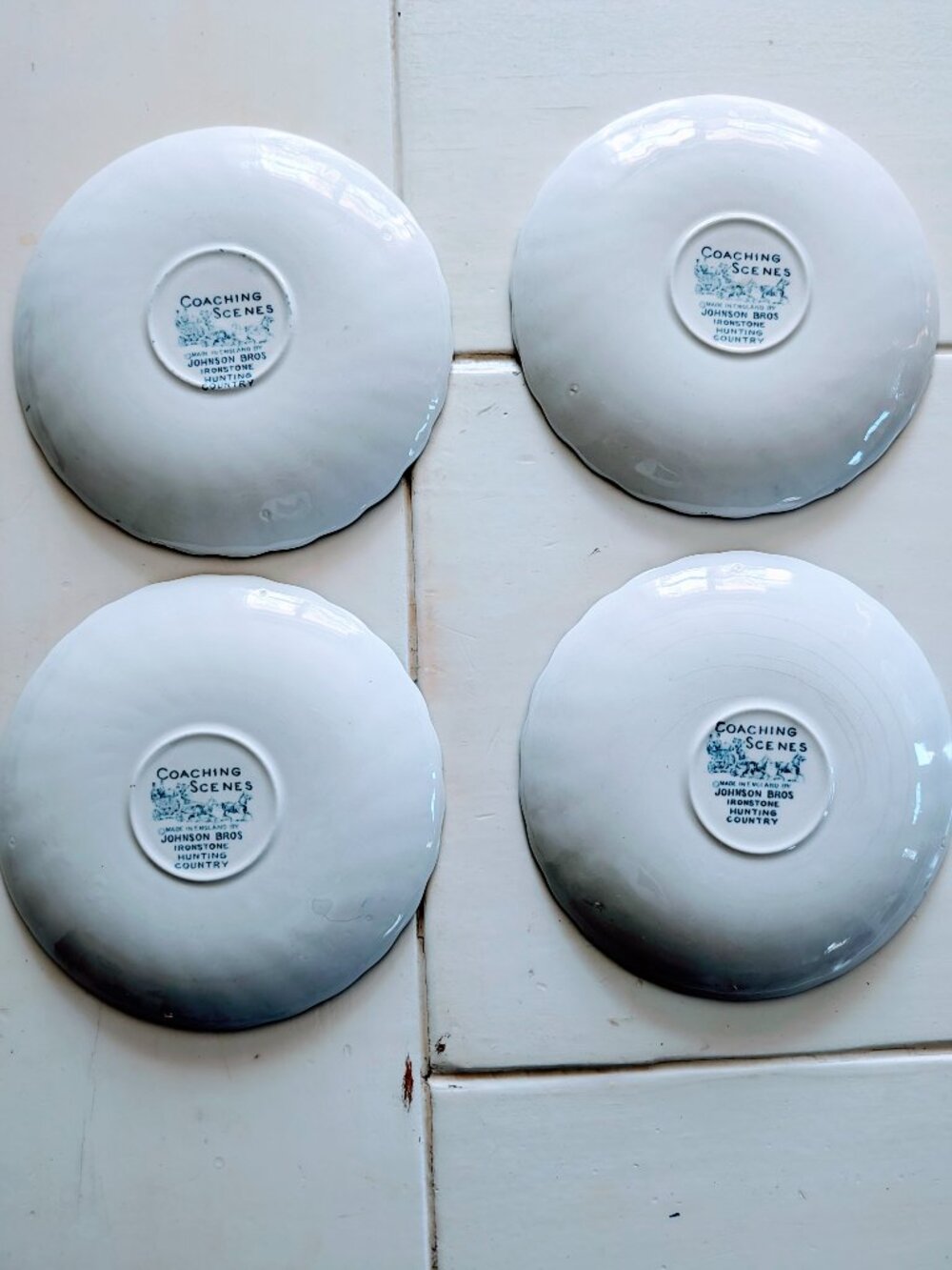 VTG Set of 4Johnson Bros Coaching Scenes 5.75" Plates Blue Ironstone England - Picture 4 of 7